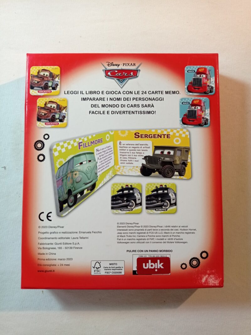 Cars memo leggi e gioca 
Libro + tessere